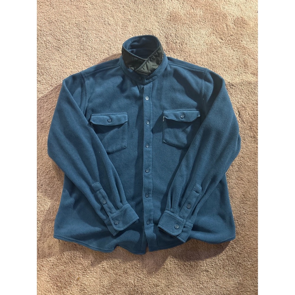 Levis Mens XL Fleece Button Down Shirt Jacket Blue Long Sleeve Pockets